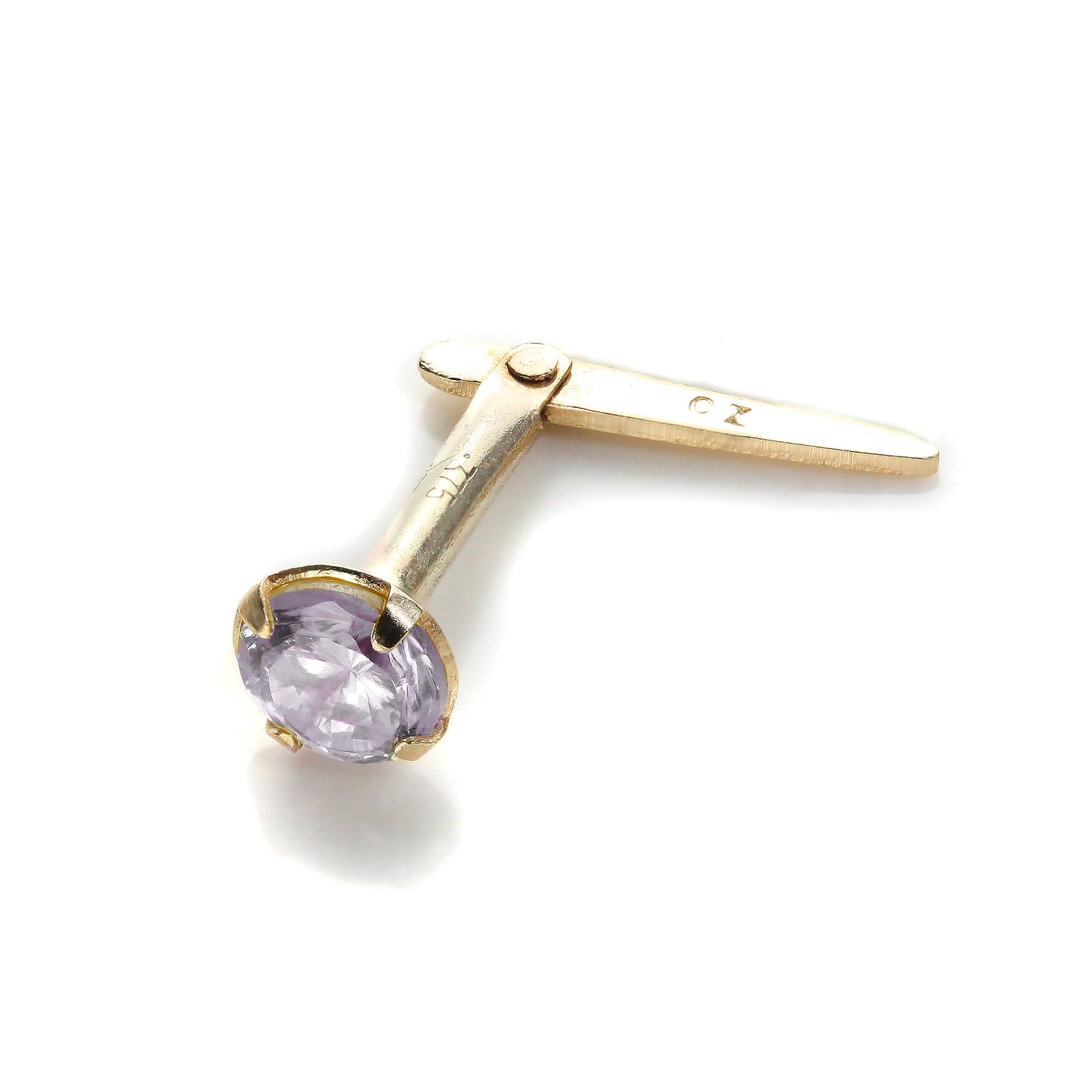 Clou de nez rond Andralok en or jaune 9 carats et zircones cubiques de 3 mm