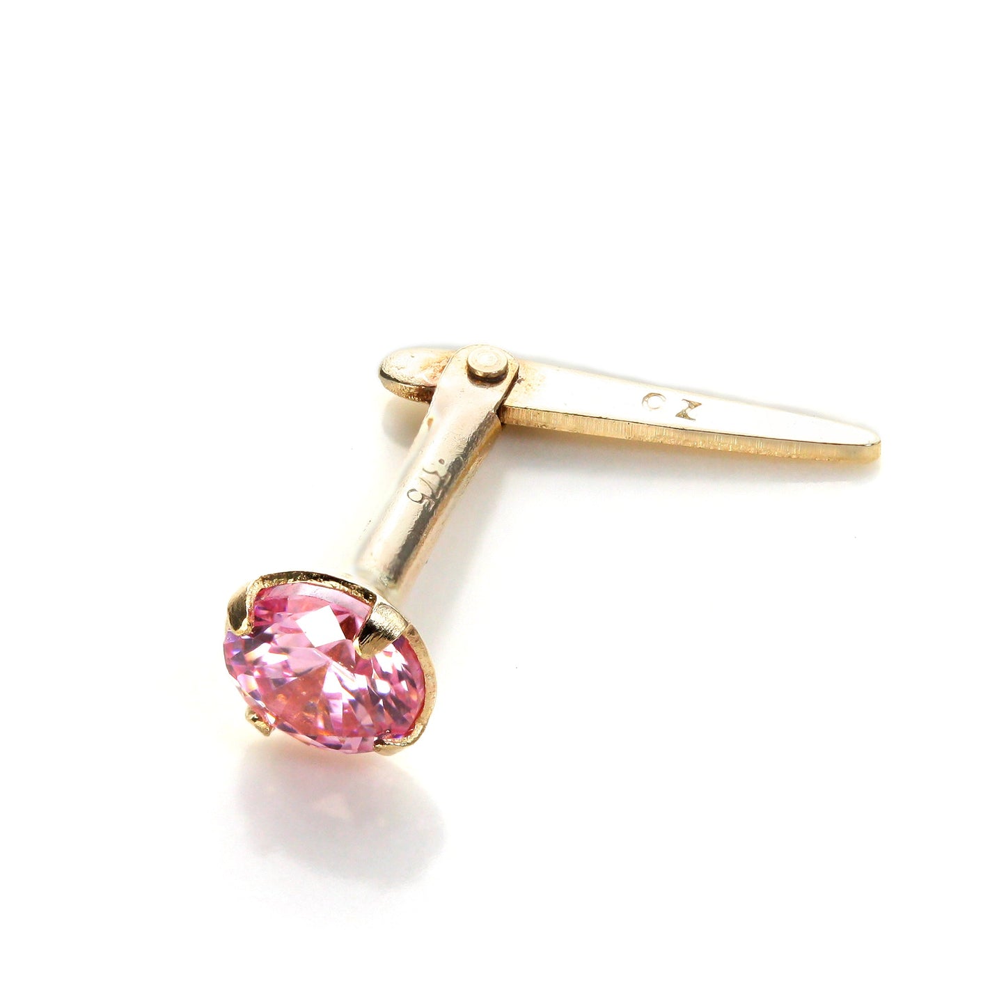 Clou de nez rond Andralok en or jaune 9 carats et zircones cubiques de 3 mm