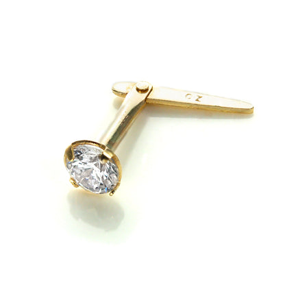 Clou de nez rond Andralok en or jaune 9 carats et zircones cubiques de 3 mm