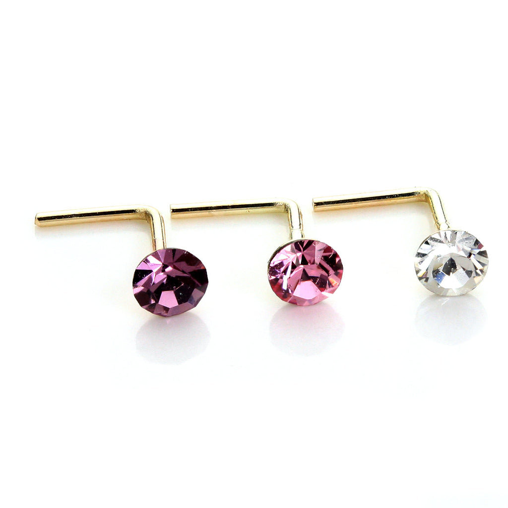 Clou de nez rond en or jaune 9 carats avec cristal de 2,8 mm