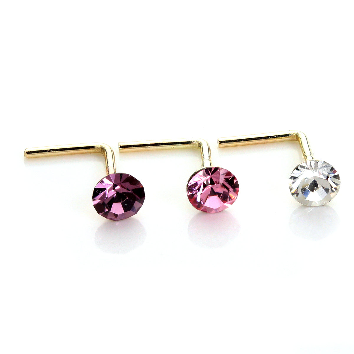 Clou de nez rond en or jaune 9 carats avec cristal de 2,8 mm
