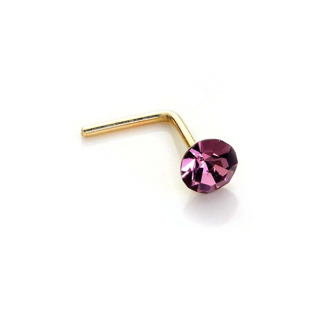 Clou de nez rond en or jaune 9 carats avec cristal de 2,8 mm