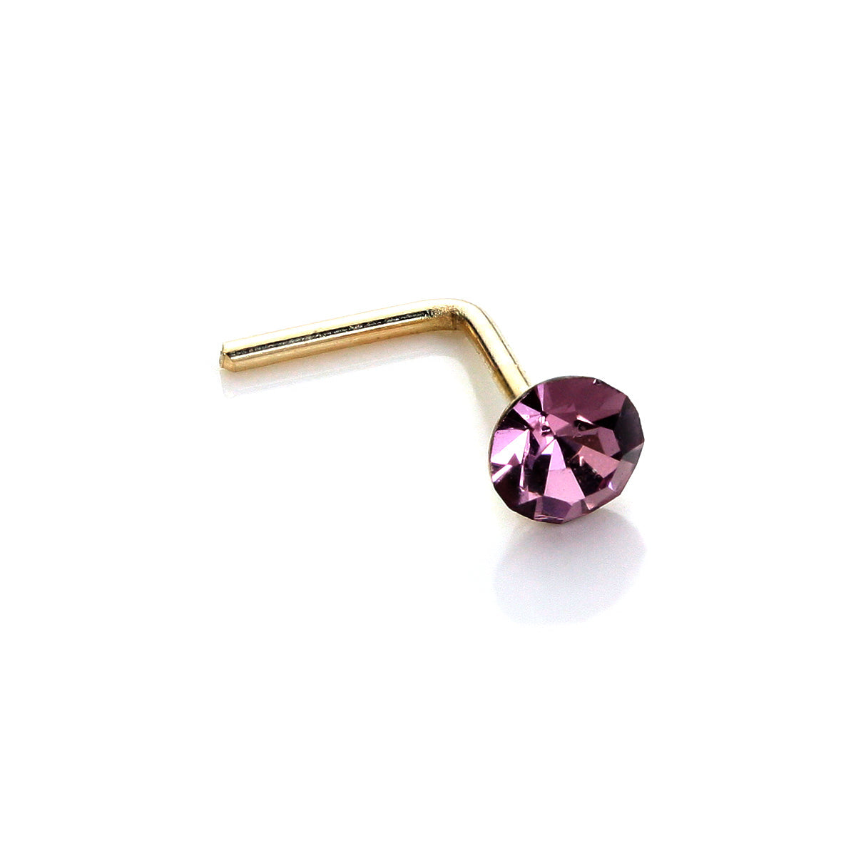 Clou de nez rond en or jaune 9 carats avec cristal de 2,8 mm