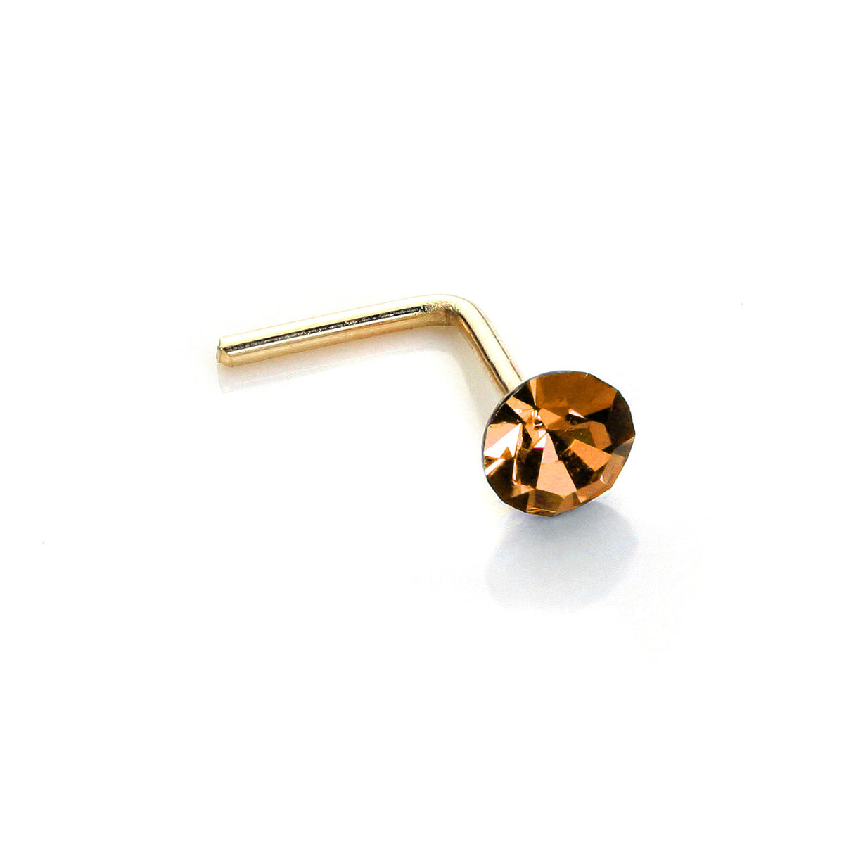 Clou de nez rond en or jaune 9 carats avec cristal de 2,8 mm