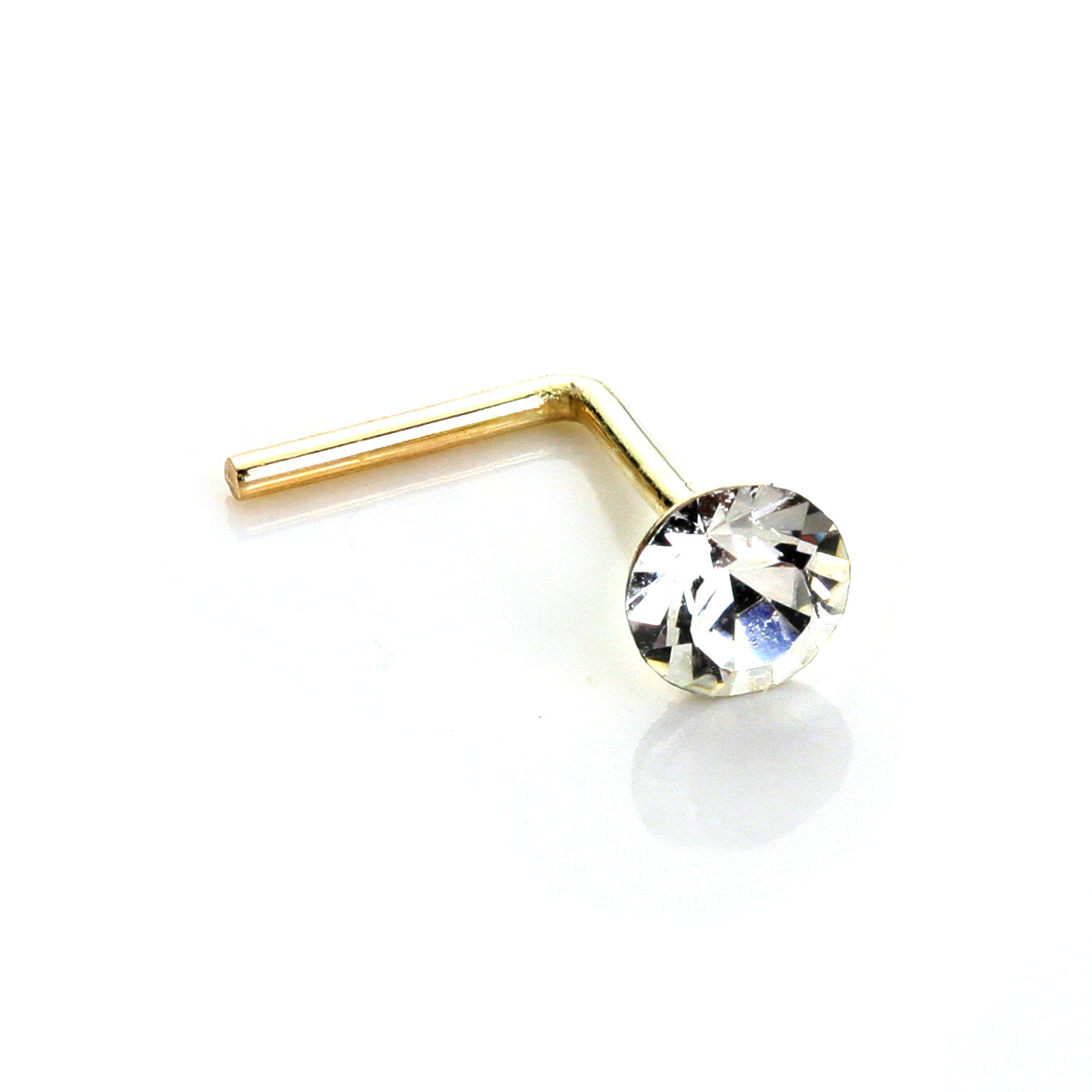 Clou de nez rond en or jaune 9 carats avec cristal de 2,8 mm