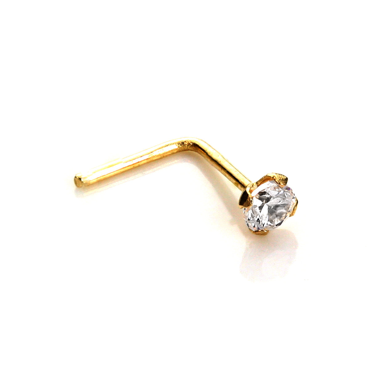 Piercing de nez en or jaune 9 carats avec cristal transparent
