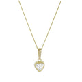 Collier avec pendentif cœur en or 9 carats et cristal CZ transparent de 5 mm, 40 à 50 cm