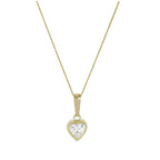 Collier avec pendentif cœur en or 9 carats et cristal CZ transparent de 5 mm, 40 à 50 cm