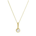 Collier avec pendentif rond en or 9 carats et cristal CZ transparent de 5 mm, 40 à 50 cm