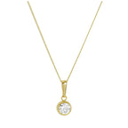 Collier avec pendentif rond en or 9 carats et cristal CZ transparent de 5 mm, 40 à 50 cm