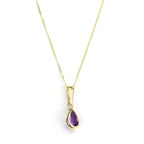 Pendentif en or 9 carats avec améthyste et pierre de naissance de février
