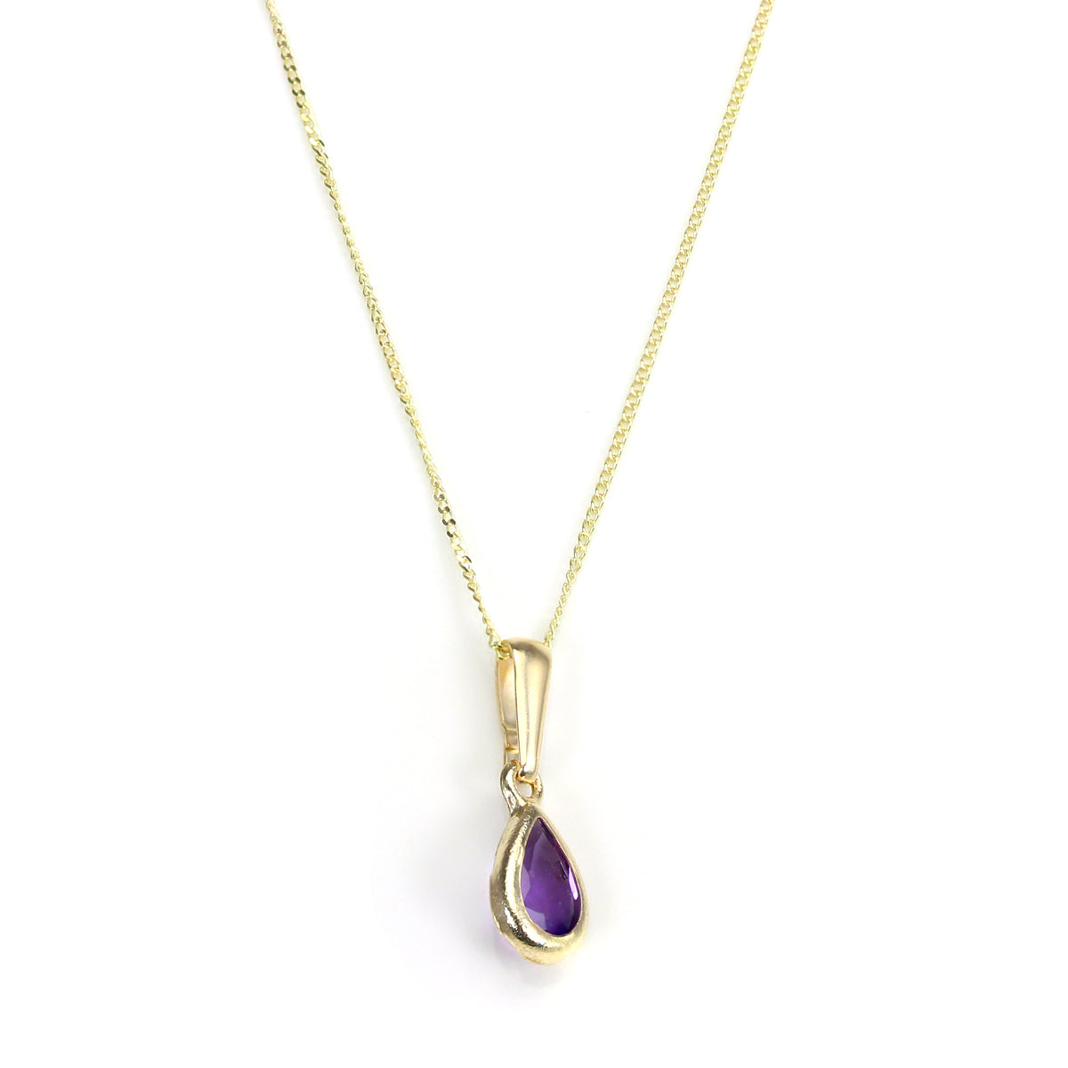 Pendentif en or 9 carats avec améthyste et pierre de naissance de février
