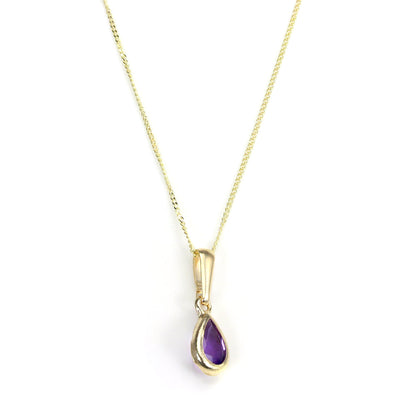 Pendentif en or 9 carats avec améthyste et pierre de naissance de février