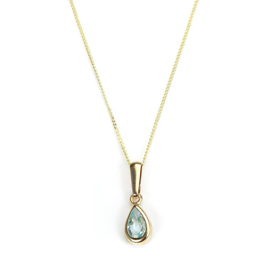 Pendentif en or 9 carats avec pierre de naissance de mars et cristal d'aigue-marine