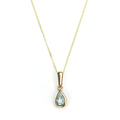 Pendentif en or 9 carats avec pierre de naissance de mars et cristal d'aigue-marine