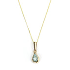 Pendentif en or 9 carats avec pierre de naissance de mars et cristal d'aigue-marine