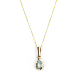 Pendentif en or 9 carats avec pierre de naissance de mars et cristal d'aigue-marine