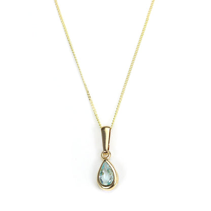 Pendentif en or 9 carats avec pierre de naissance de mars et cristal d'aigue-marine