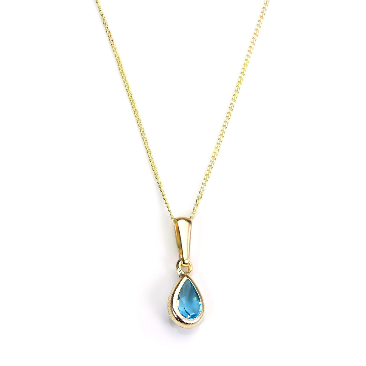 Pendentif en or 9 carats avec topaze bleu ciel et pierre de naissance de novembre