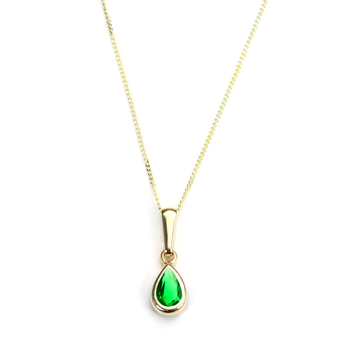 Pendentif en or 9 carats avec pierre de naissance du mois de mai et cristal émeraude