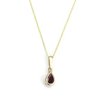 Pendentif en or 9 carats avec pierre de naissance de janvier et grenat