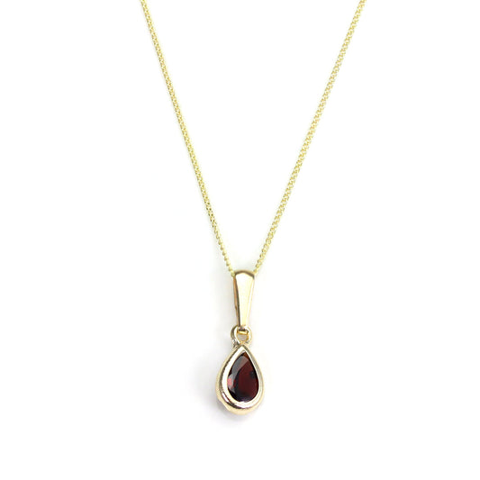 Pendentif en or 9 carats avec pierre de naissance de janvier et grenat