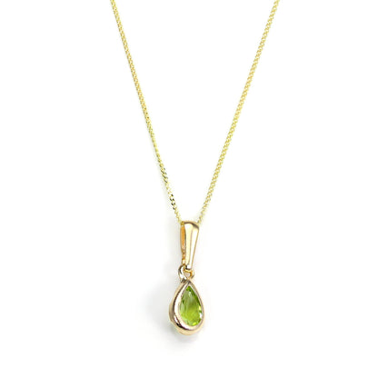 Pendentif en or 9 carats avec péridot et pierre de naissance d'août