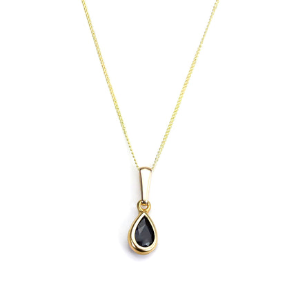 Pendentif en or 9 carats avec saphir et pierre de naissance de septembre