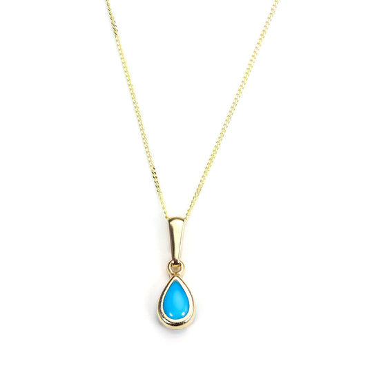 Pendentif en or 9 carats avec pierre de naissance turquoise de décembre