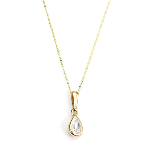 Pendentif en or 9 carats avec pierre de naissance en cristal CZ d'avril