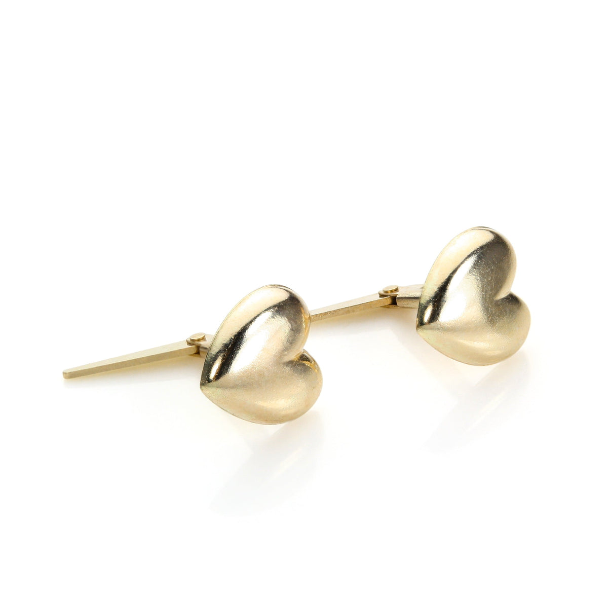 Boucles d'oreilles Andralok en or jaune 9 carats, cœurs unis et bombés