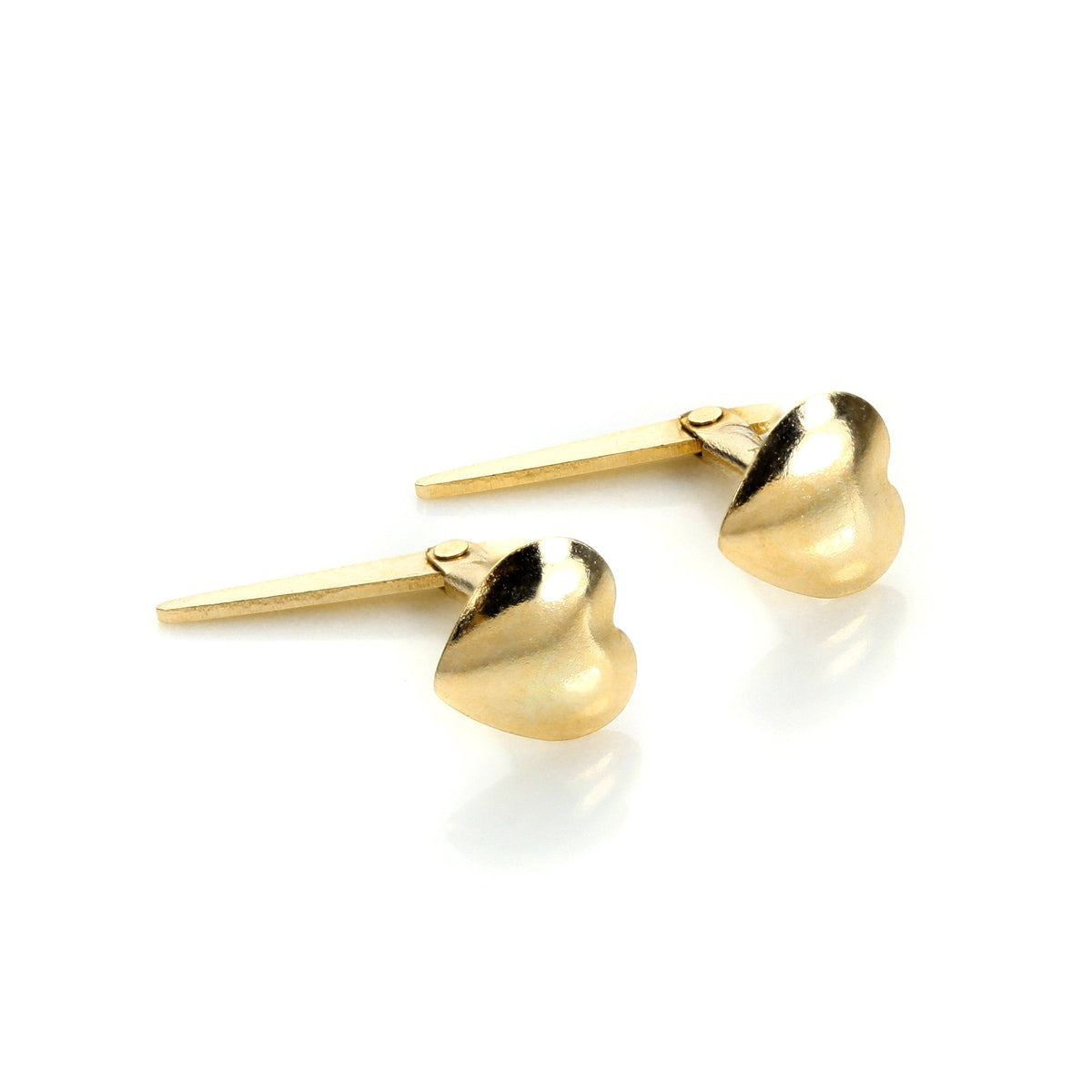 Boucles d'oreilles Andralok en or jaune 9 carats, cœurs unis et bombés