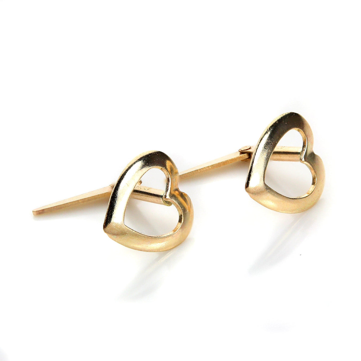 Boucles d'oreilles Andralok en or jaune 9 carats, cœurs unis et bombés