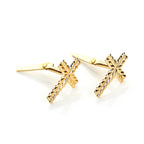 Boucles d'oreilles Andralok en or jaune 9 carats avec petite croix