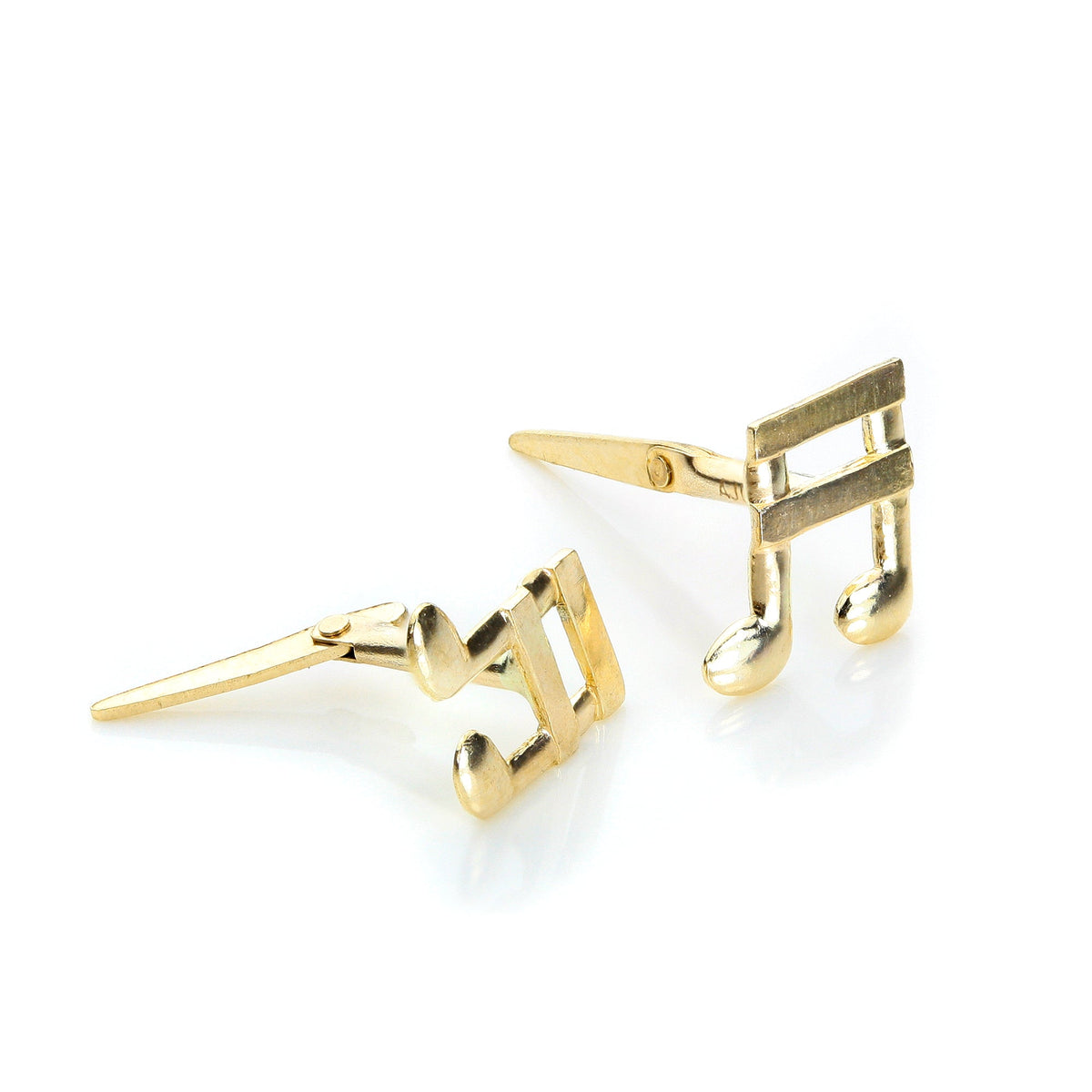 Boucles d'oreilles à tige Andralok en or jaune 9 carats, motif notes de musique