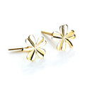 Boucles d'oreilles à tige en or jaune 9 carats Andralok, motif fleur à 4 feuilles