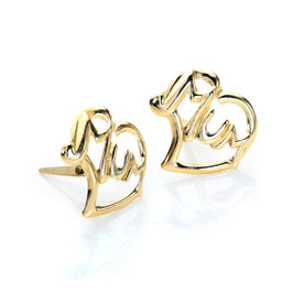 Boucles d'oreilles Andralok en or jaune 9 carats avec inscription « Mum »