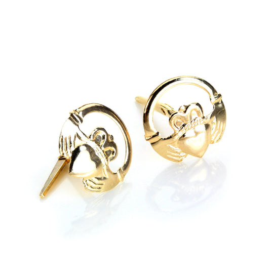 Boucles d'oreilles à tige Claddagh en or jaune 9 carats Andralok