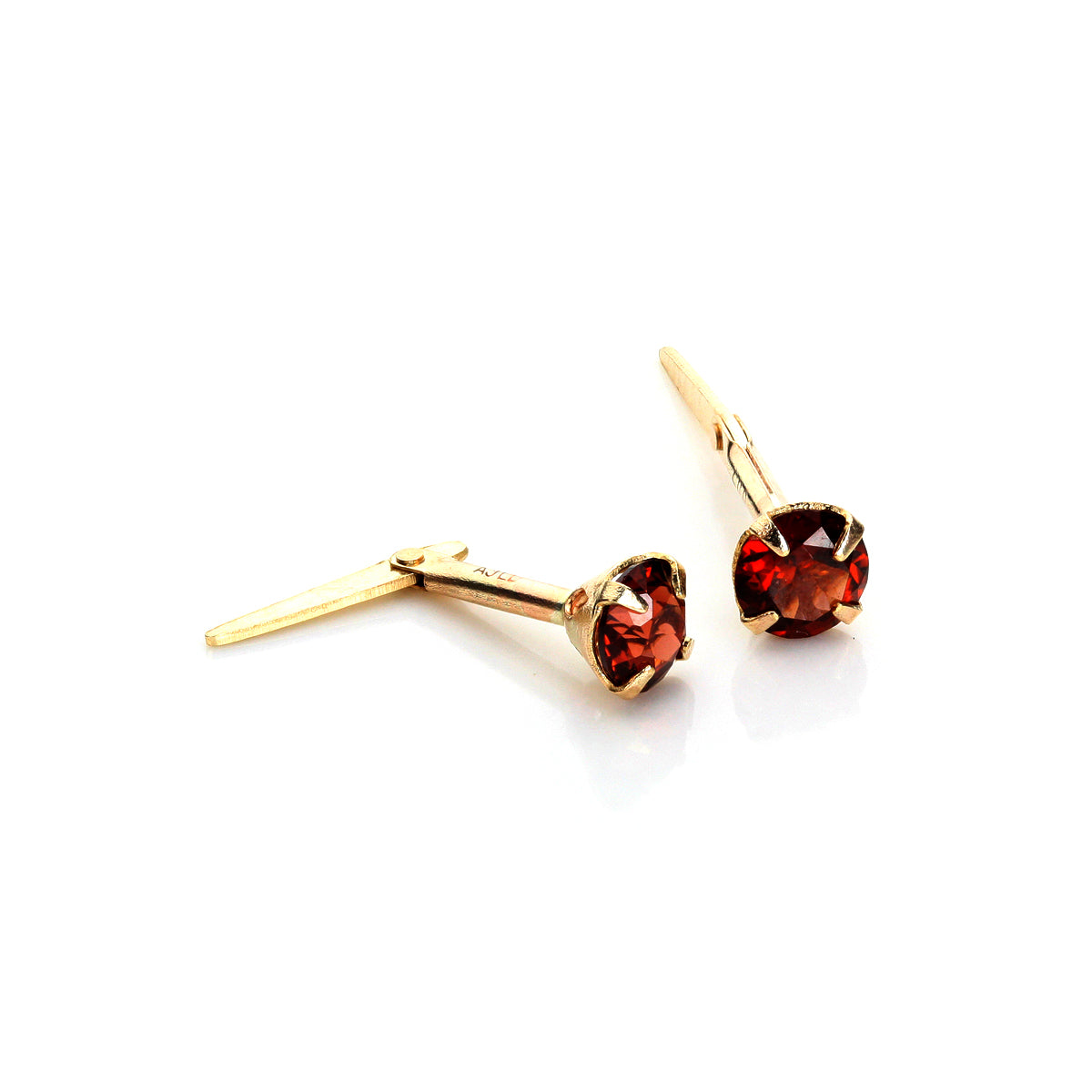 Boucles d'oreilles Andralok en or jaune 9 carats avec pierres précieuses rondes de 3,5 mm
