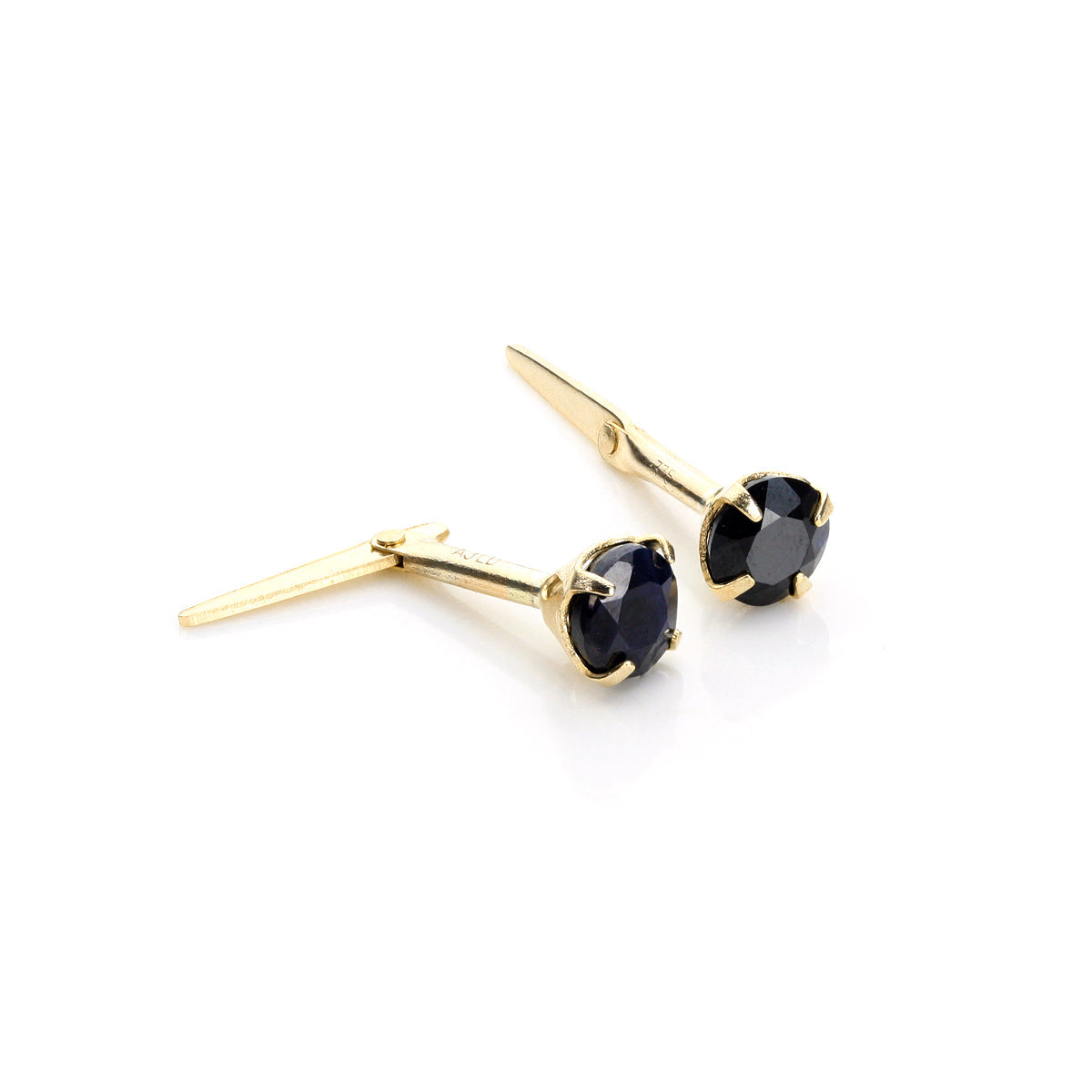 Boucles d'oreilles Andralok en or jaune 9 carats avec pierres précieuses rondes de 3,5 mm