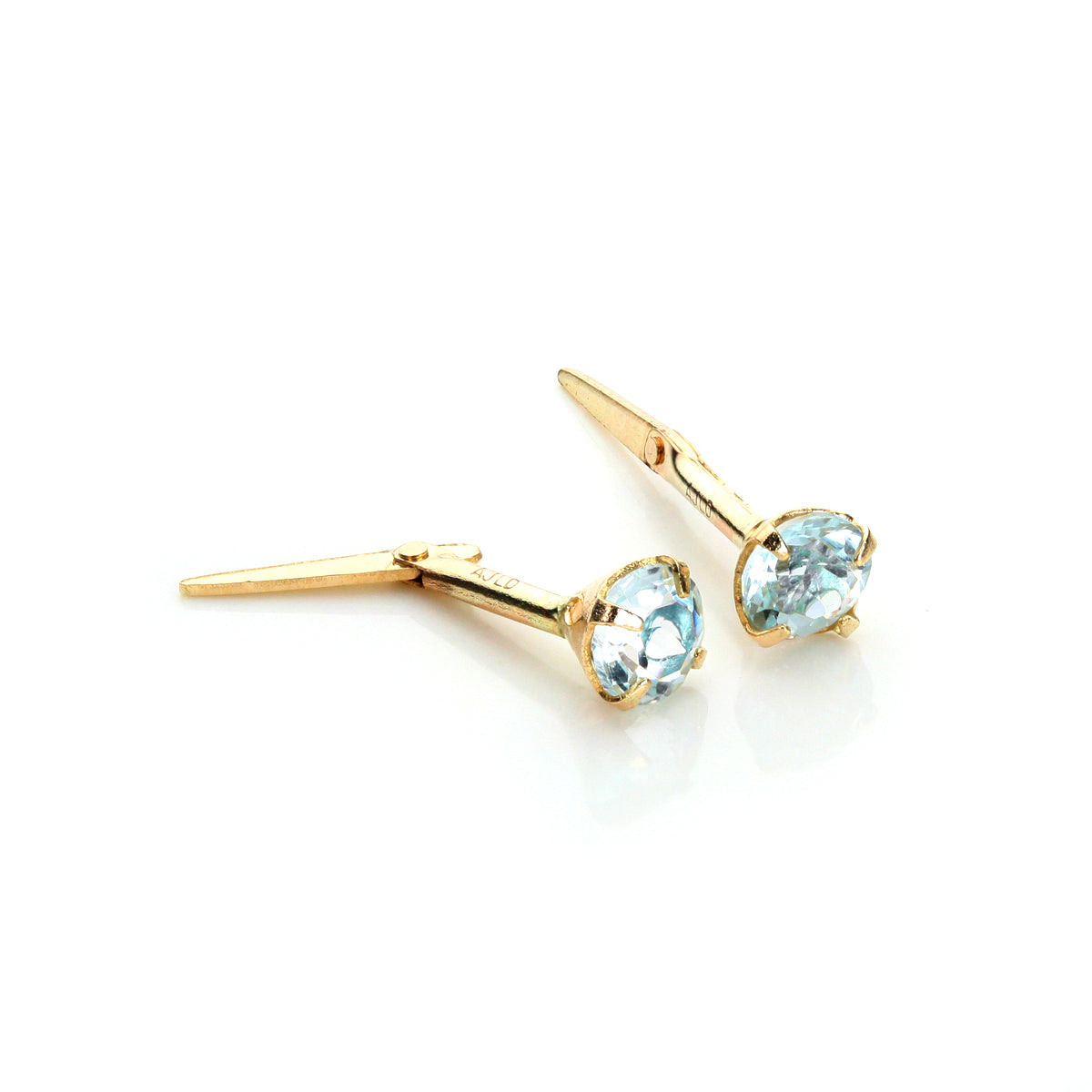 Boucles d'oreilles Andralok en or jaune 9 carats avec pierres précieuses rondes de 3,5 mm