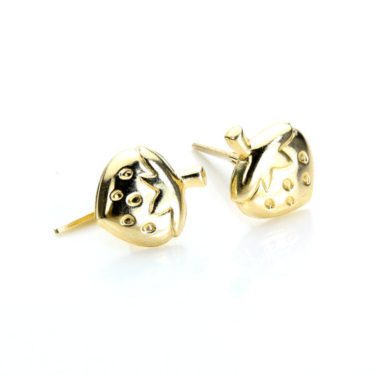 Boucles d'oreilles à tige en or jaune 9 carats Andralok en forme de fraise