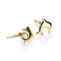 Boucles d'oreilles à tige en or jaune 9 carats Andralok en forme de dauphin mignon