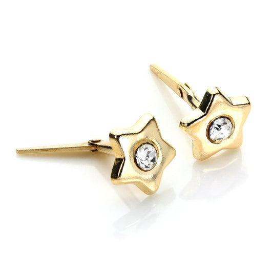 Boucles d'oreilles à tige Andralok en or jaune 9 carats avec étoile transparente