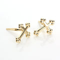 Boucles d'oreilles à tige en or jaune 9 carats Andralok avec croix