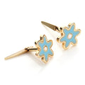 Boucles d'oreilles à tige en or jaune 9 carats avec fleurs émaillées Andralok