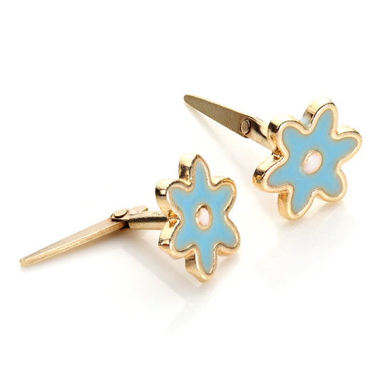 Boucles d'oreilles à tige en or jaune 9 carats avec fleurs émaillées Andralok