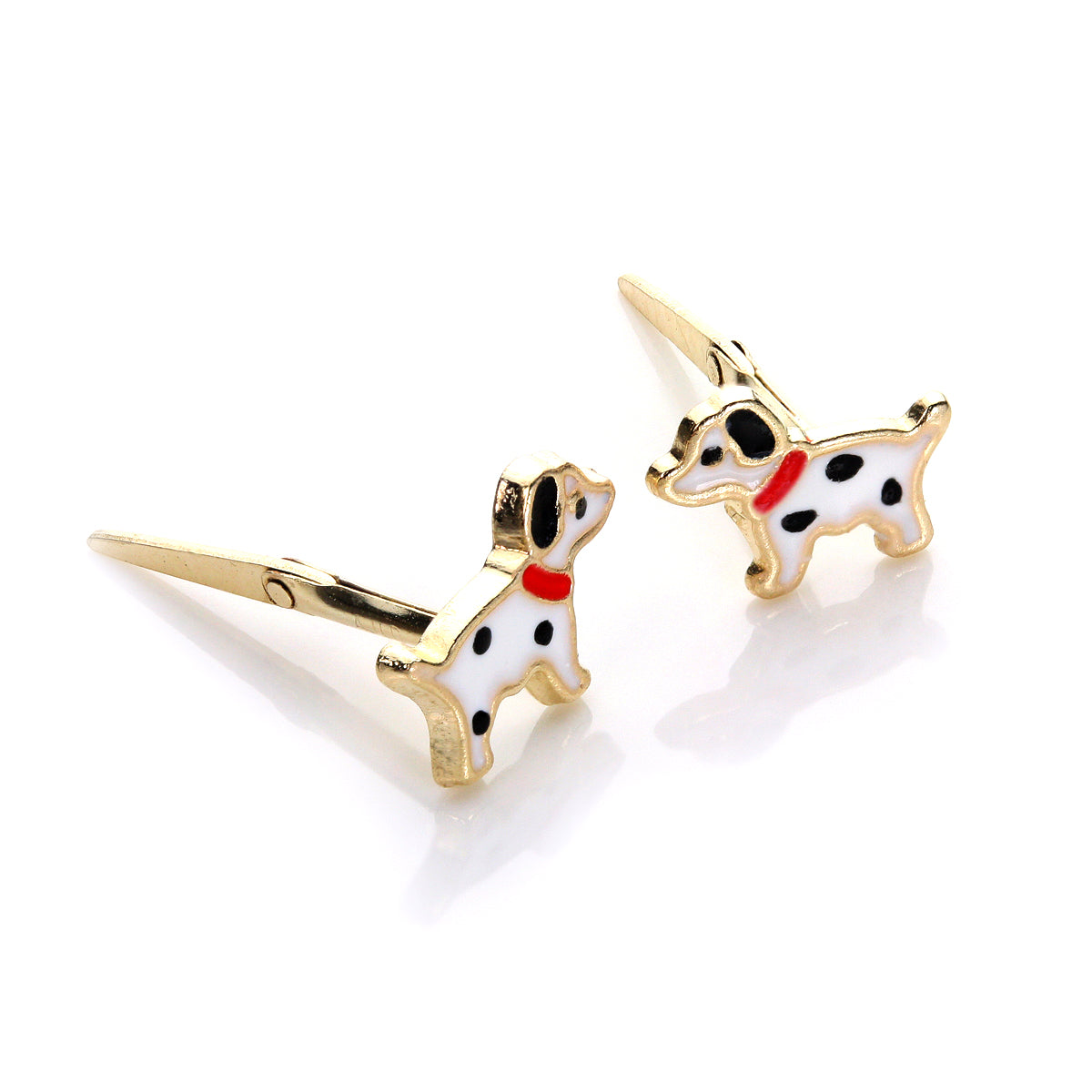 Boucles d'oreilles dalmates émaillées en or jaune 9 carats Andralok