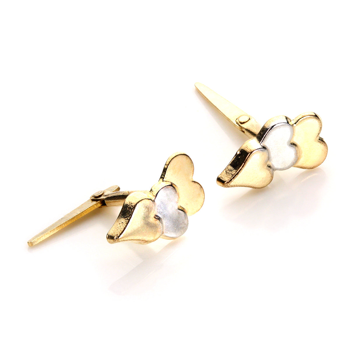 Boucles d'oreilles à triple cœur en or jaune 9 carats Andralok