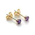 Boucles d'oreilles rondes en or jaune 9 carats avec cristaux de 3 mm